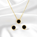 Black Enamel Duo Set – Necklace & Stud Earrings