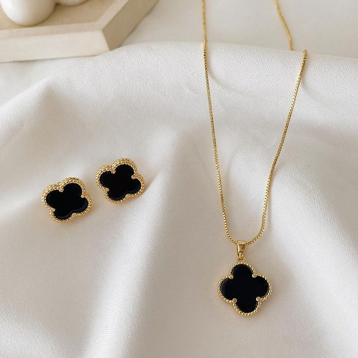 Black Clover Necklace & Earring Set