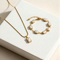 Pearl Rectangular Duo Set – Necklace & Bracelet