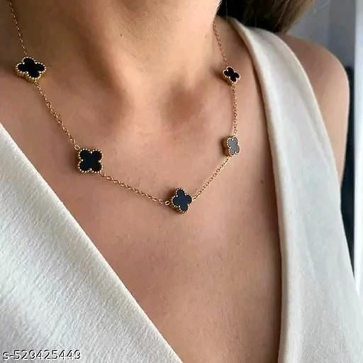 Multi-Station Black Clover Necklace