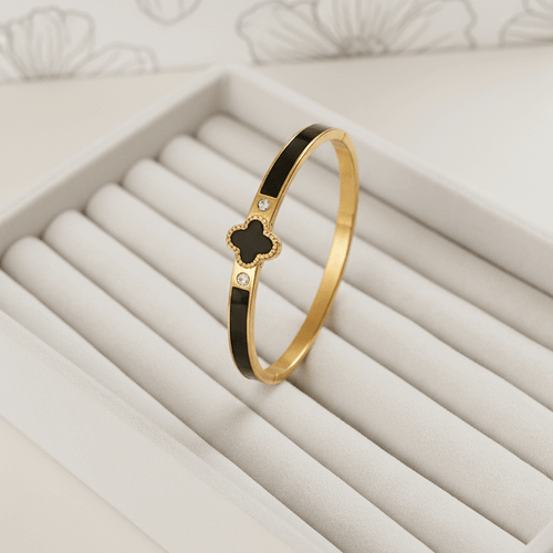 The Luxe Enamel - Black Clover Bangle