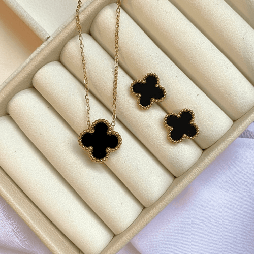 Luxury Black Clover Necklace Combo | Necklace + Tops Set