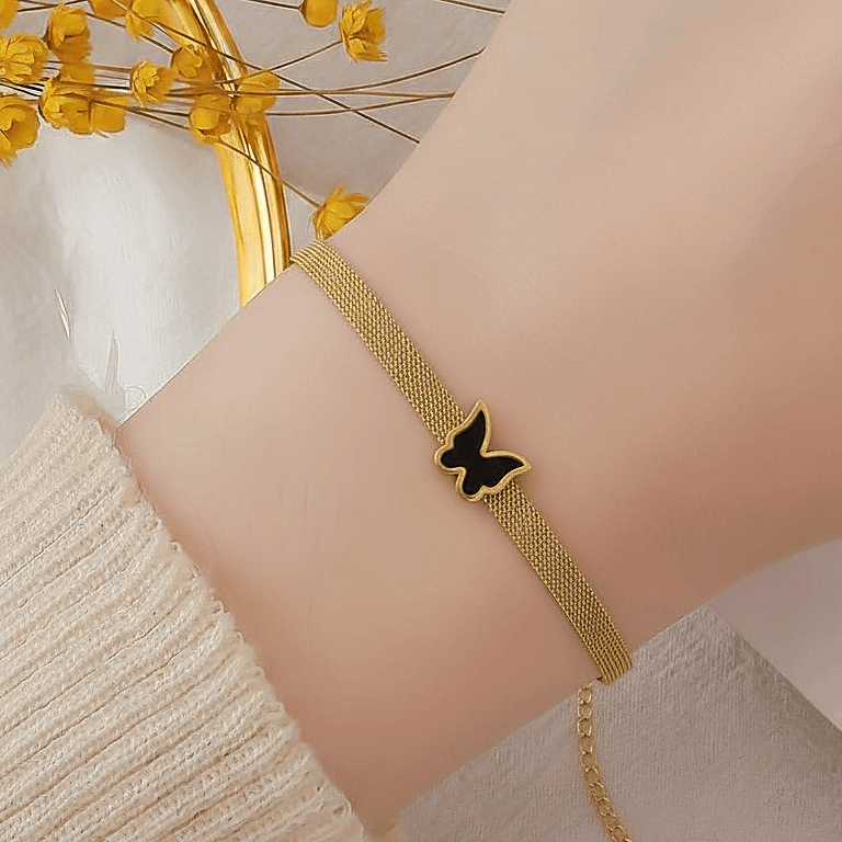 The Golden Flutter - Mesh Butterfly Bracelet