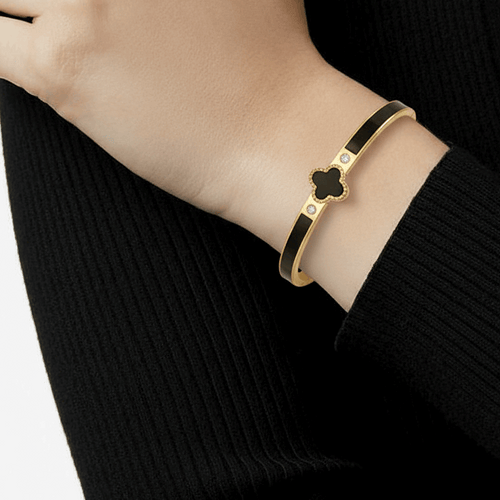 The Luxe Enamel - Black Clover Bangle