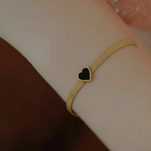 The Sweet Milan - Black Heart Mesh Bracelet