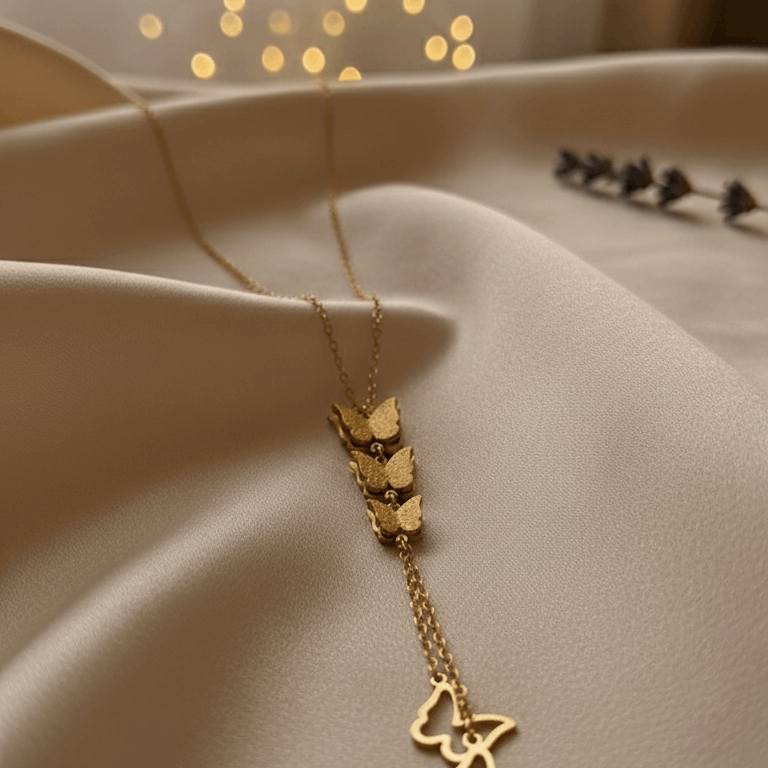 The Flutter Lariat - Butterfly Drop Necklace