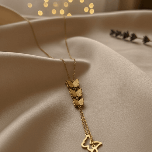 The Flutter Lariat - Butterfly Drop Necklace