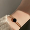 The Orbit Cuff - Minimalist Black Enamel Bangle