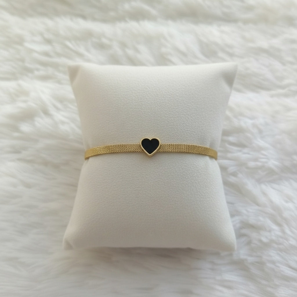 Black Heart Mesh Bracelet