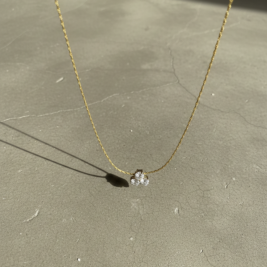 Trio Crystal Pendant Necklace