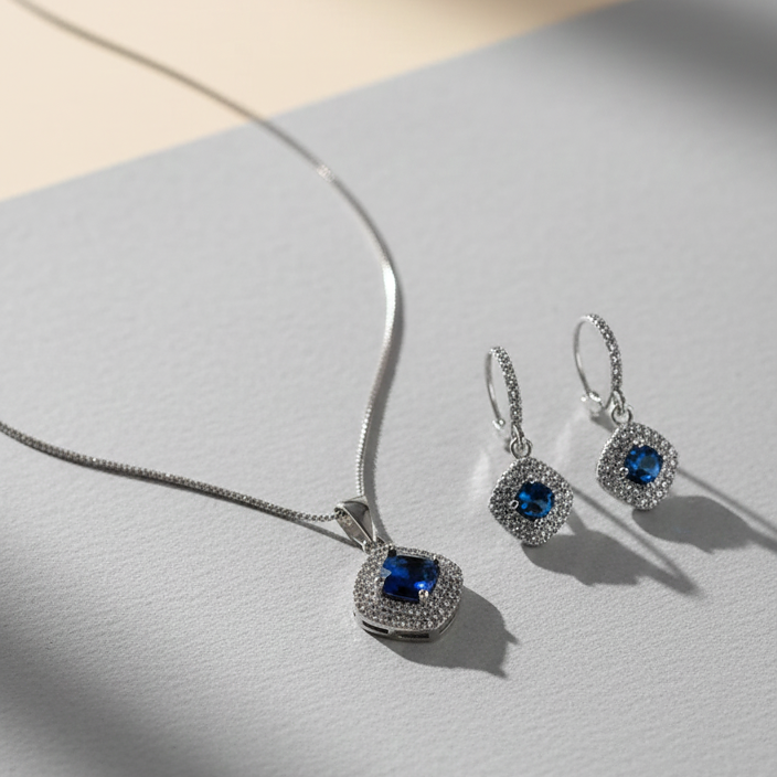 Royal Blue Halo Jewelry Set