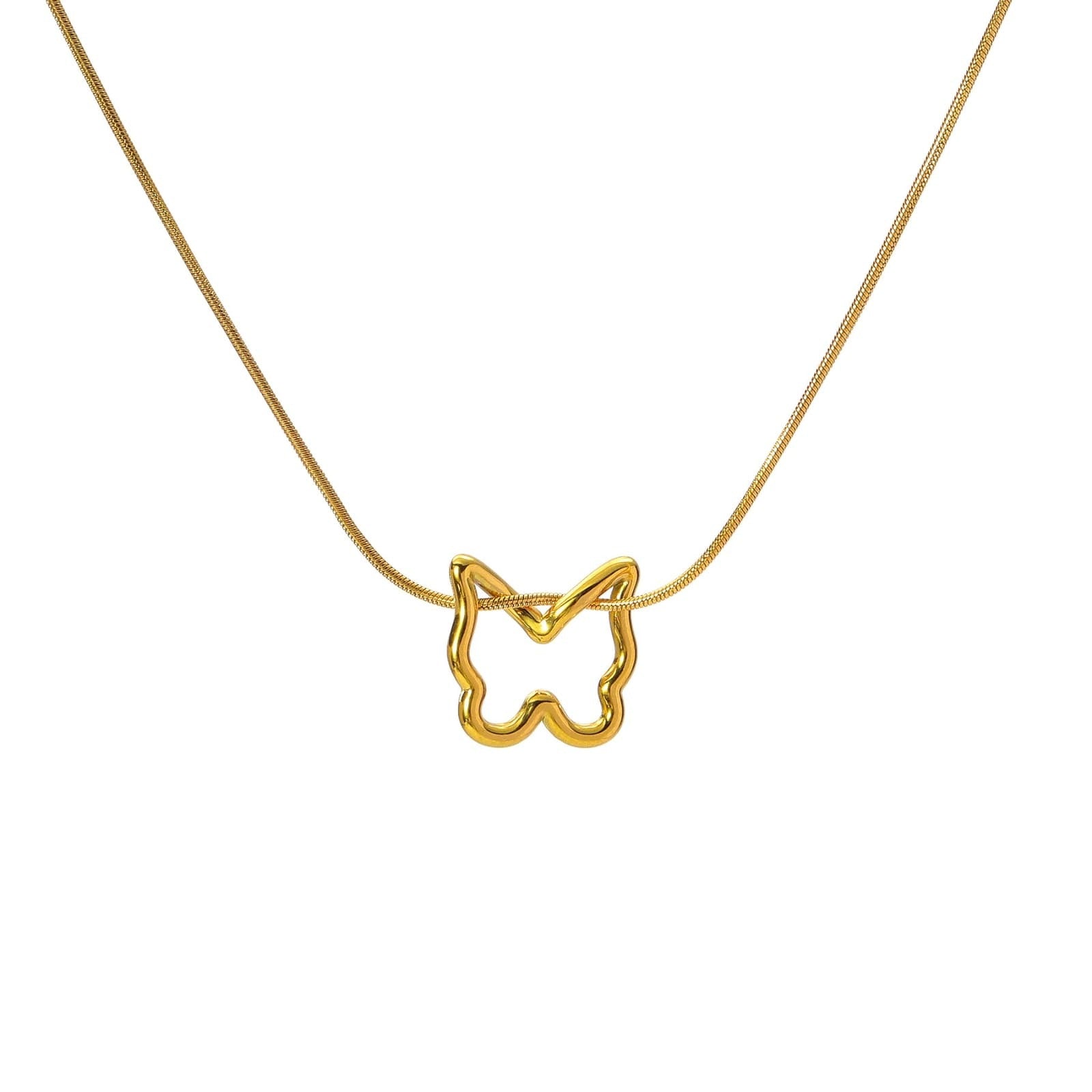 Minimal Open Butterfly Pendant Necklace