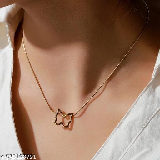 Minimal Open Butterfly Pendant Necklace