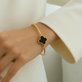 Gold Clover Charm Adjustable Bangle