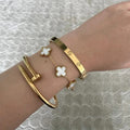 White Clover & Gem Bracelet Stack