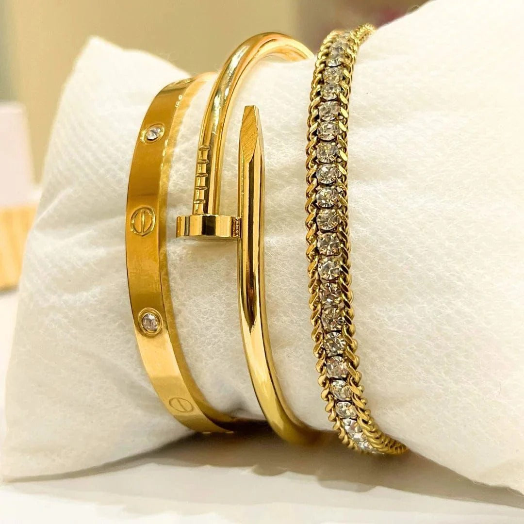 Gold Crystal Luxury Bracelet Stack