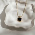 Black Square Pendant Necklace