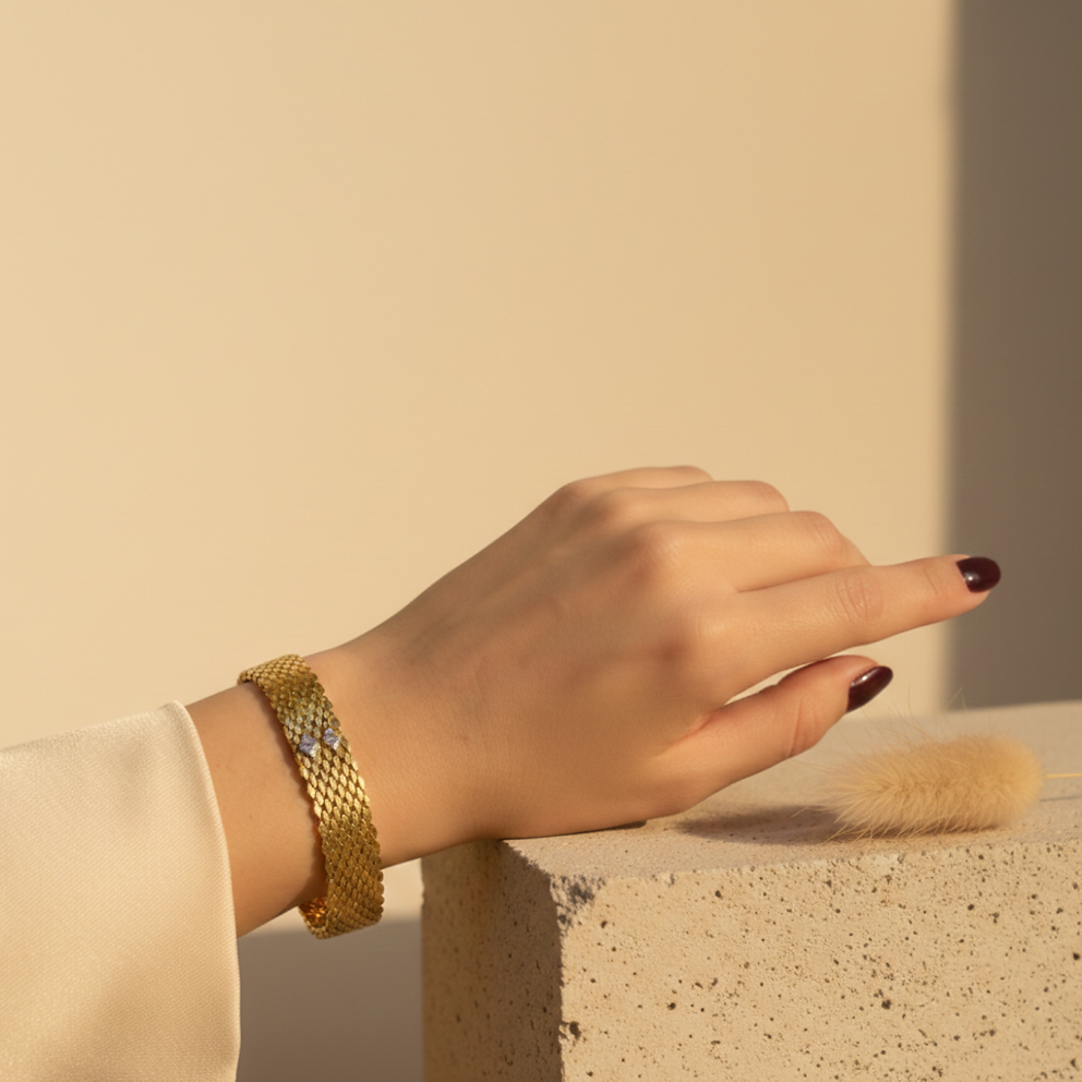 Golden Mesh Sparkle Bangle